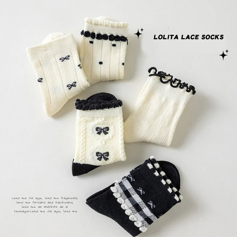 Girls Lace Bow Cotton Socks