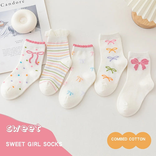 Girls Bow Tie Cotton Socks