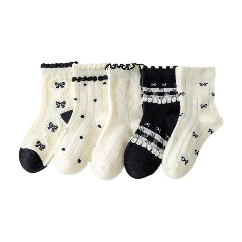 Girls Lace Bow Cotton Socks