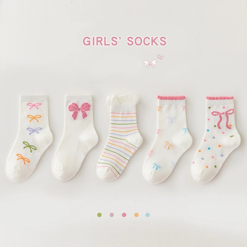 Girls Bow Tie Cotton Socks
