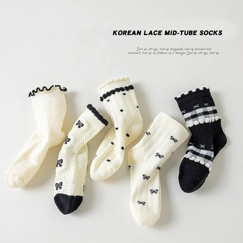 Girls Lace Bow Cotton Socks