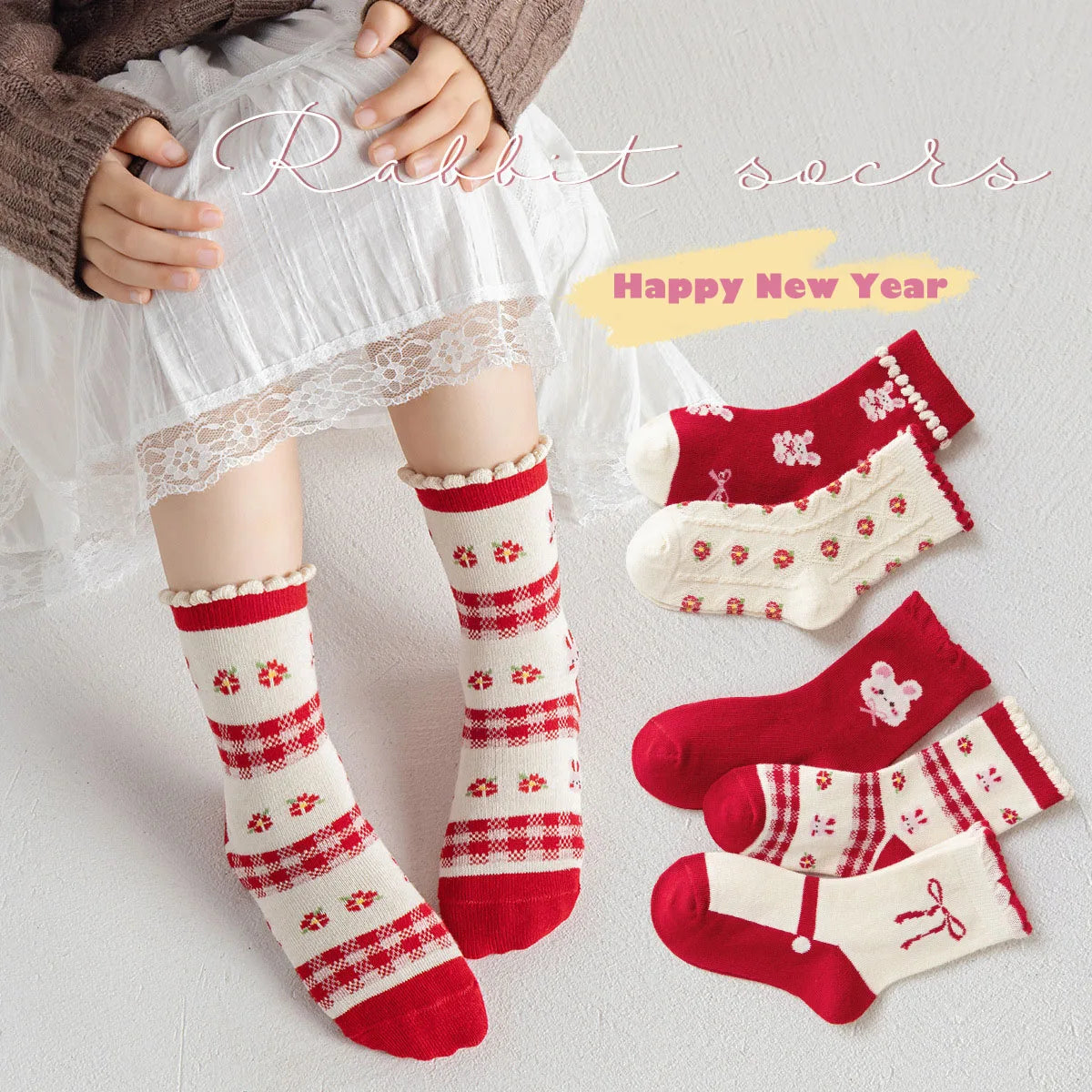 Girls Garden Bunny Ruffle Socks
