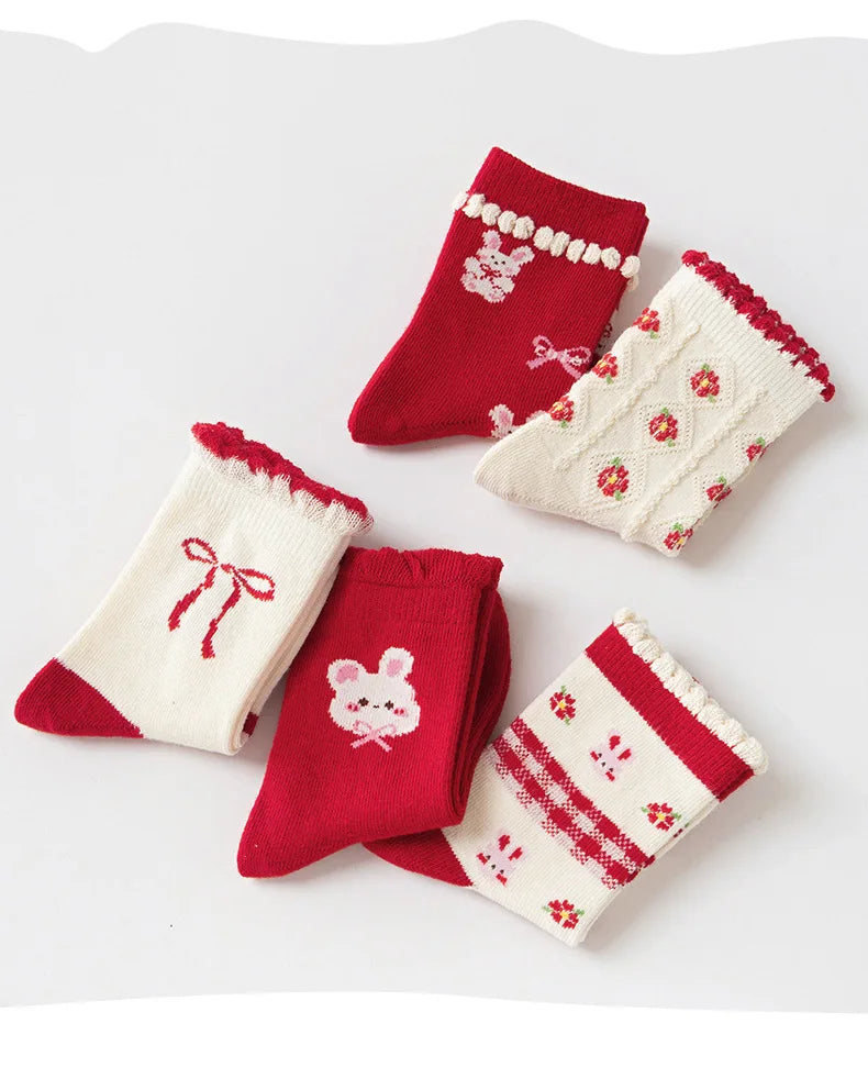 Girls Garden Bunny Ruffle Socks