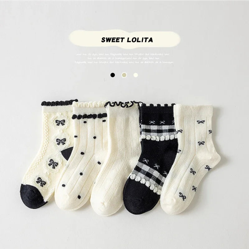 Girls Lace Bow Cotton Socks